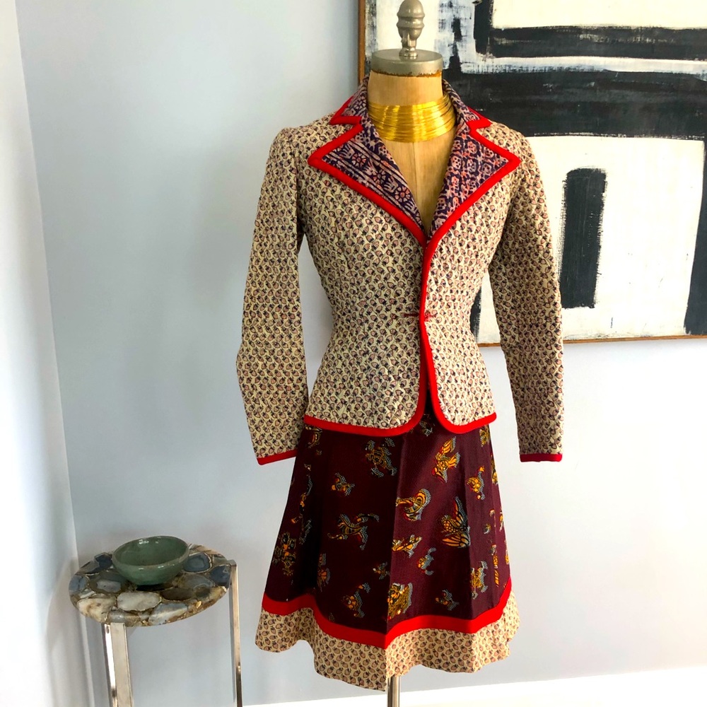Mixed Media Blazer Skirt Combo Vintage